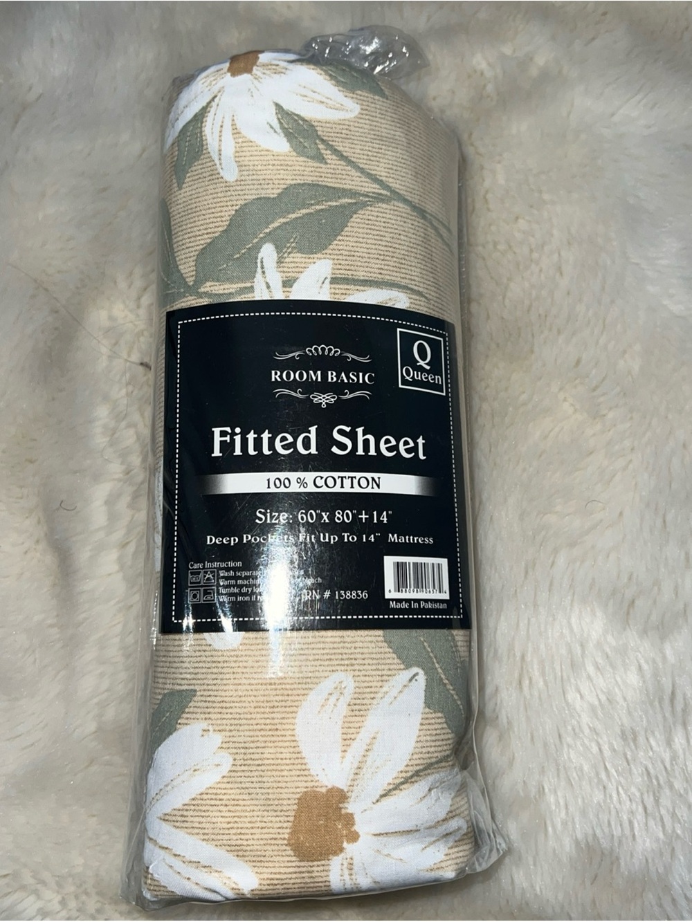 Queen 100% Cotton Fitted Sheet – NWT